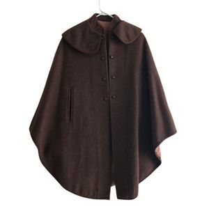 Vintage 1980s Brown/ Tan Wool Cape